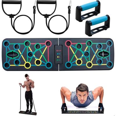 Planche De Pompes 17 En 1 – Avec Poignées Antidérapantes, 2 élastiques Et Barres Parallèles – Fitness Maison