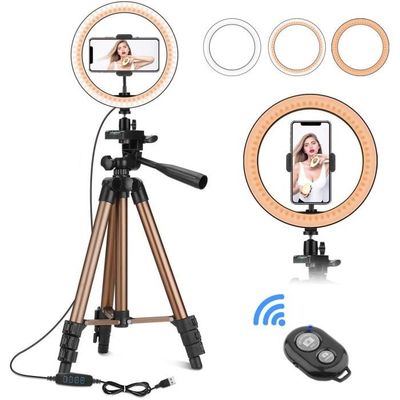 Lumière Annulaire LED Pour Téléphone Et Selfies - Stabilisateur Intégré - Portable Avec Support - Améliore La Qualité Vidéo