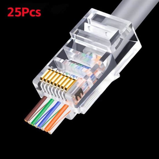 Connecteur RJ45 CAT6 8P8C, Adaptateur De Prise Modulaire, Tête De Câble