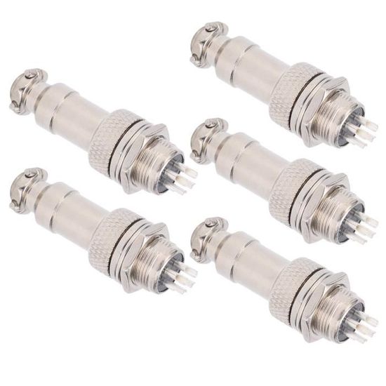 Lot De 5 Connecteurs GX12 4 Broches Mâle/femelle Pour Panneau Metallique Type Prise Aviation 91859926