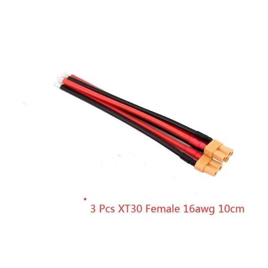 Lot De 3 Rallonges XT30 Mâle Vers Femelle - Câble 16AWG De 30 Cm Pour Batteries RC LiPo, Connecteurs Amass