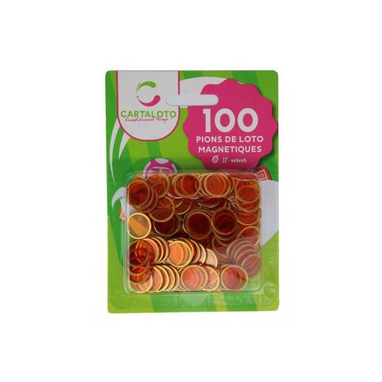 100 pions de loto magnetique 17mm, coloris Rouge - Marquage et ramasse 100 pions de loto magnetique 17mm, coloris Rouge - Marquage et ramasse