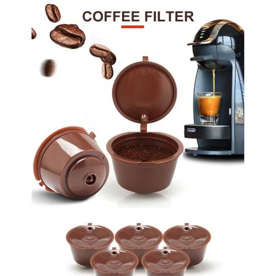 5 pièces café capsule rechargeable capsule café filtre réutilisable filtre tasse réutilisable café Capsule