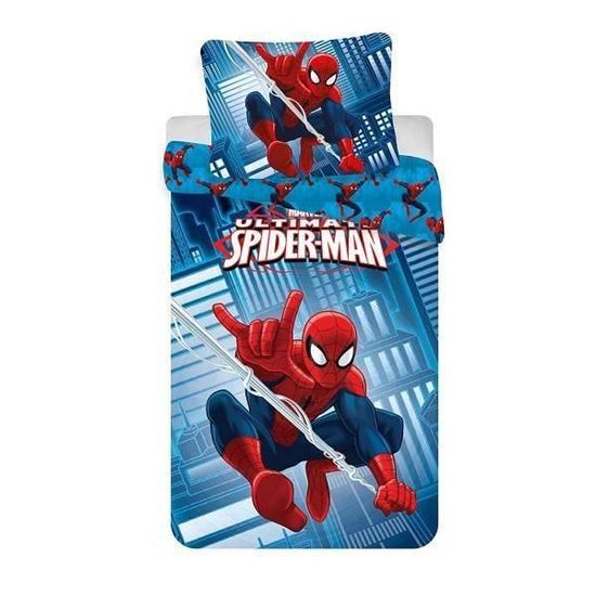 Parure De Lit Spiderman 1 Personne - Housse 140x200cm + Taie 65x65cm, Polycoton