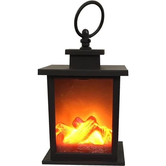 Lot De 4 Lanternes LED Effet Flamme - Hauteur 23 Cm, Noir - Pour Extérieur Et Intérieur - Posables Ou à Suspendre - Sans Piles - 3