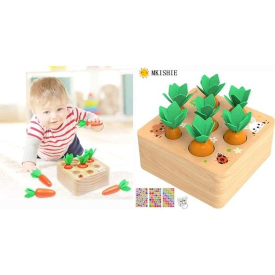 Jouets en Bois Jouets D'assemblage de Carottes Jouets Montessori Forme Taille Tri Puzzle Cadeaux pour Les Tout-Petits Enfants