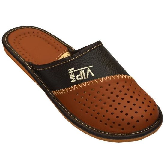 Mules Homme Cuir Pantoufles BeComfy En Cuir Véritable Confort