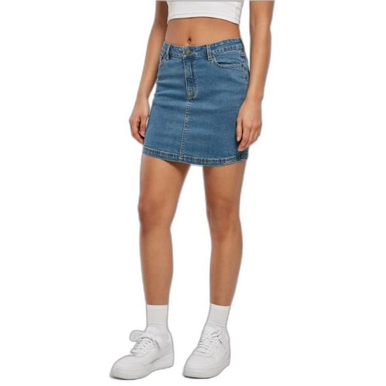 Mini Jupe En Jean River Island Taille 12 - Occasion Très Bon état, Détail Bouton, Bleu Denim