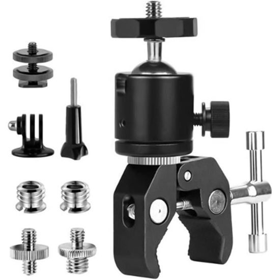 Mini Dv Homeet Super Clamp Pince Pour Trépied Avec Filetage 1/4 Et 3/8, Adaptateur De Vis Pour Appareil Photo, Pince Magnétique Universelle Pour Appareil Trepied Flash