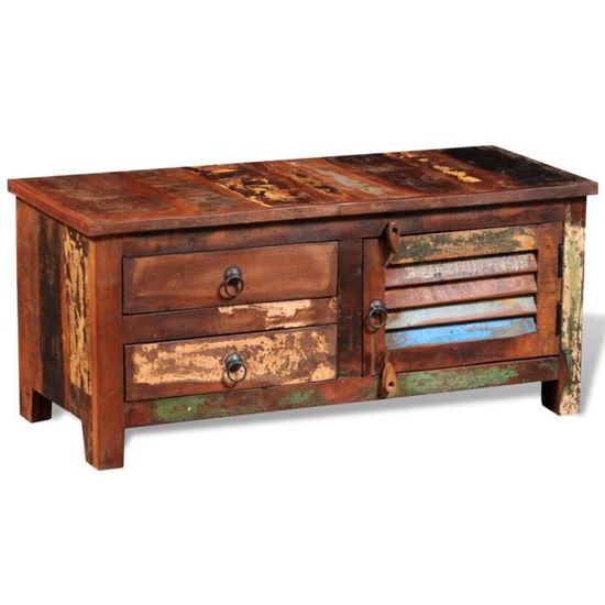 Commode De Chambre En Bois Massif Recupere Style Antique Avec 1 Porte Et 2 Tiroirs 90 X 38 X 40 Cm Achat Vente Commode De Chambre Commode De Chambre En Bois