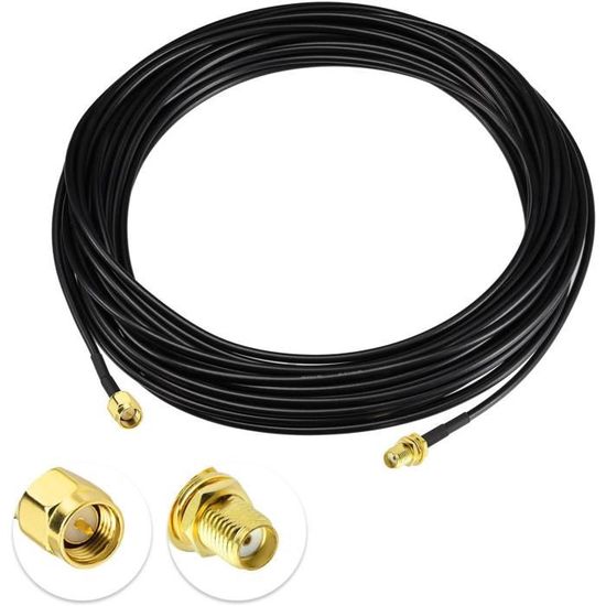 Câble Rallonge SMA 2m RG174 - SMA Mâle Vers Femelle - 50Ohm - Pour Antenne WiFi, 4G LTE, GPS, Radio Ham