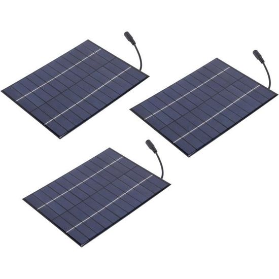 Panneau Solaire 5W 12V Polycristallin - Port DC 5521, Câble 3m, Pour Lampes Jardin, Caméras - 7