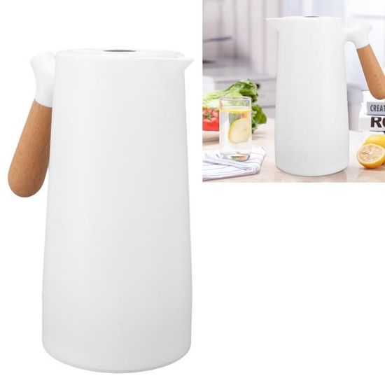 Pichet Isotherme 1L Avec Manche En Bois - Garde Vos Boissons Chaudes Ou Froides 12-24h