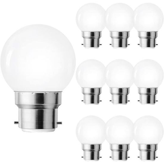 Ampoule LED B22 3W Baïonnette B22 G45 Blanc Chaud 2700K 250lm Équivalent Ampoule à Incandescence de 25W 360°