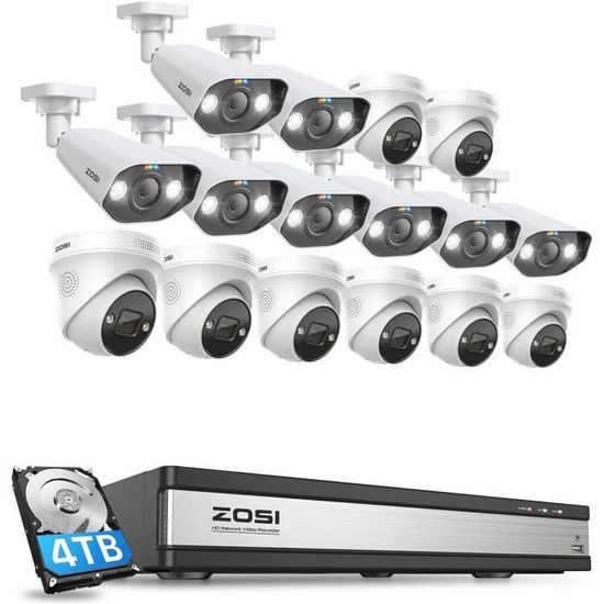 ZOSI Kit de Caméra de Surveillance PoE 4K pour l'Extérieur