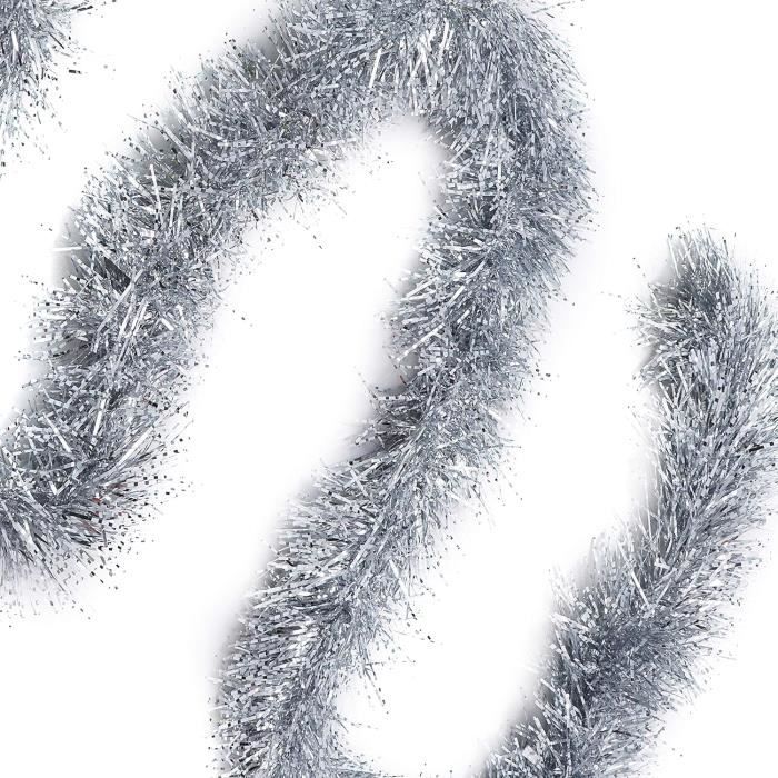 4 X Guirlandes De Sapin De Noël / Guirlandes De Lametta De 180 X 7 Cm De Couleur Rouge Avec Neige