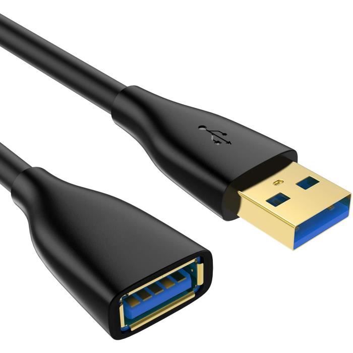 Cable rallonge usb 3.0 [2m] câble extension usb 3.0 mâle a vers femelle a  5gbps compatible pour clé usb, hub usb, disque dur[142] - Cdiscount  Téléphonie