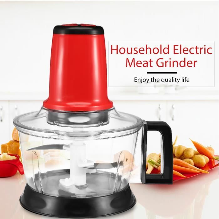 Hachoir Électrique à Viande 2.6L, Mixeur Hachoir Avec 4 Lames en Acier Pour Coupe Oignon et Viande, 500W