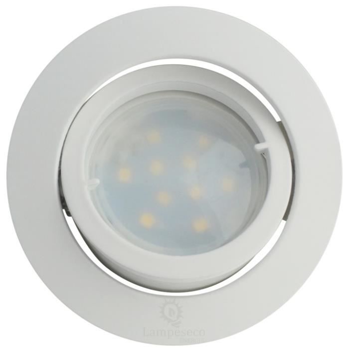 Spot Led Encastrable Complete Blanc Orientable lumière Blanc Neutre eq. 50W Ref.888