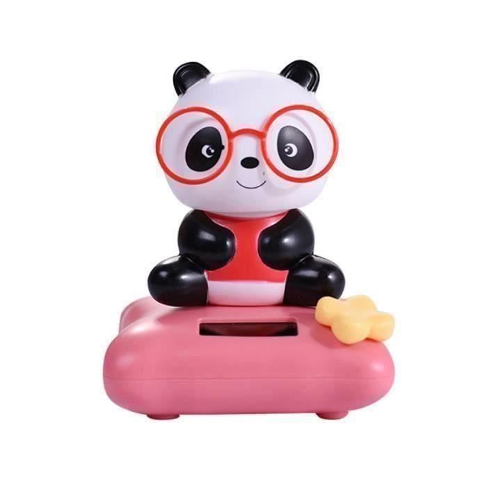 Rouge de cadeau de décoration de tableau de bord intérieur de voiture de tête de balançoire solaire de panda solaire de voiture*SQ