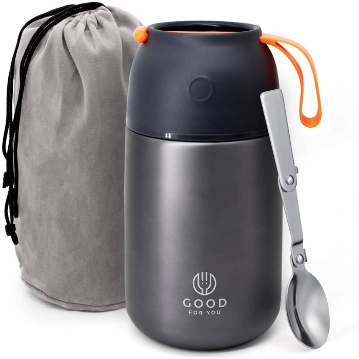 Thermos alimentaire de Good For You - Boîte à repas inoxydable pour repas chauds ou froids - Boîte à lunch pour école, bureau, c514