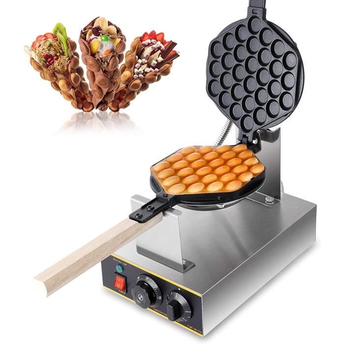 Z ZELUS Bubble Waffle Gaufrier 220V 1400W Électrique, Moule de Pan Commercial, Surface Antiadhésive de Cuisson, Plaque Pan Outil pou