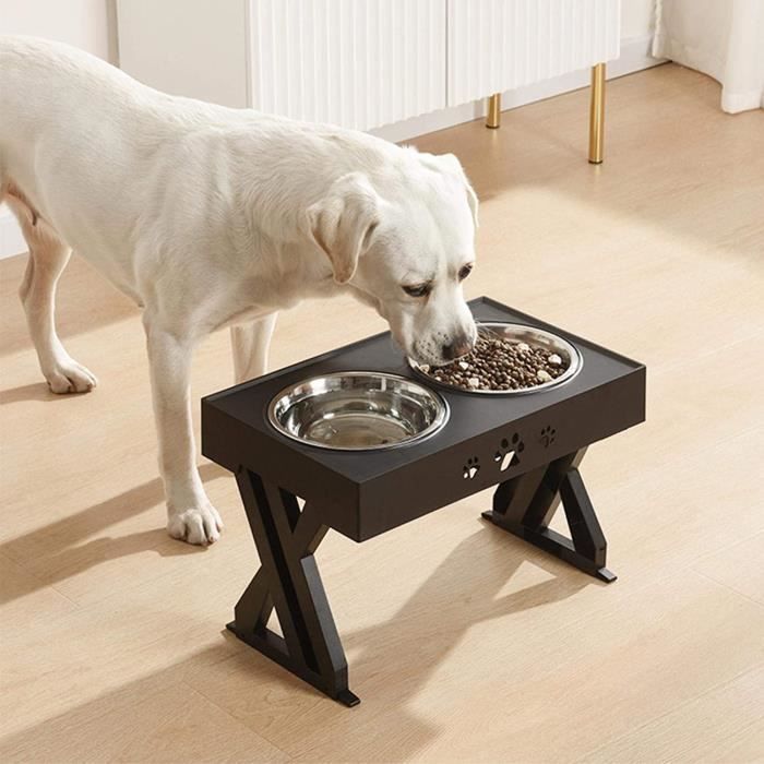 Gamelles surélevées pour chien - 3 hauteurs réglables - Support avec 2 gamelles en acier inoxydable - Gamelles surélevées pour anima