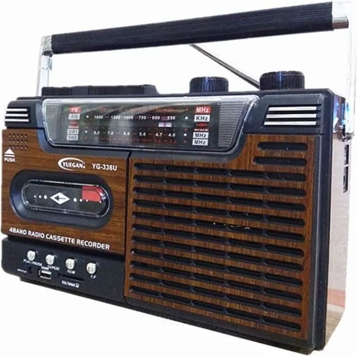 RADIO CD WUBAILI Lecteur Et Enregistreur De Cassette Radio Vintage Reacutetro Haute Fideacuteliteacute avec Reacuteglage Analogi1773