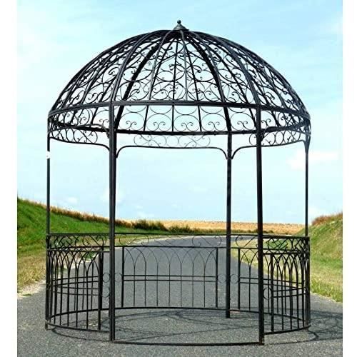 PERGOLA L'Héritier Du Temps Grande Tonnelle Kiosque de Jardin Pergola Abris Rond Gloriette en Métal Marron 250x250389