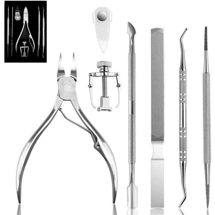 Ensemble de coupe-ongles incarnés 7 EN 1 Ciseaux à ongles en acier inoxydable de qualité supérieure Kit d'outils de coupe-pédicure