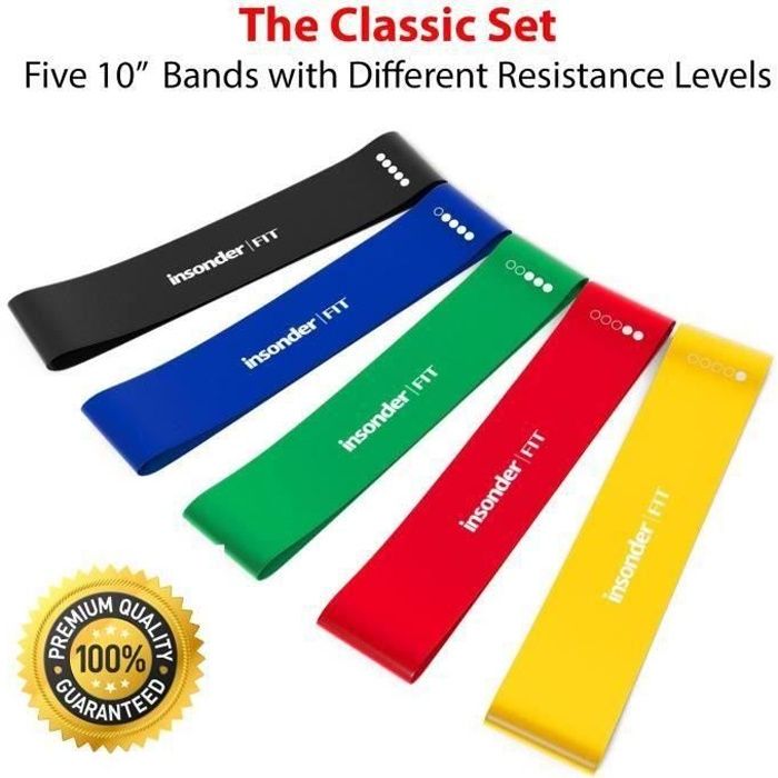 LOt de 5 Bandes Elastiques Fitness pour Musculation Corps, Jambes, Fessiers Squat Sport Crossfit COSwk19224