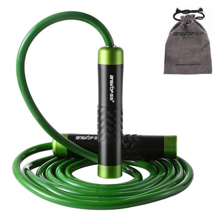 Corde à Sauter Câble Ajustable Roulements à Billes en Acier Corde d'épaisseur de 9mm pour Fitness Crossfit Gym - Vert