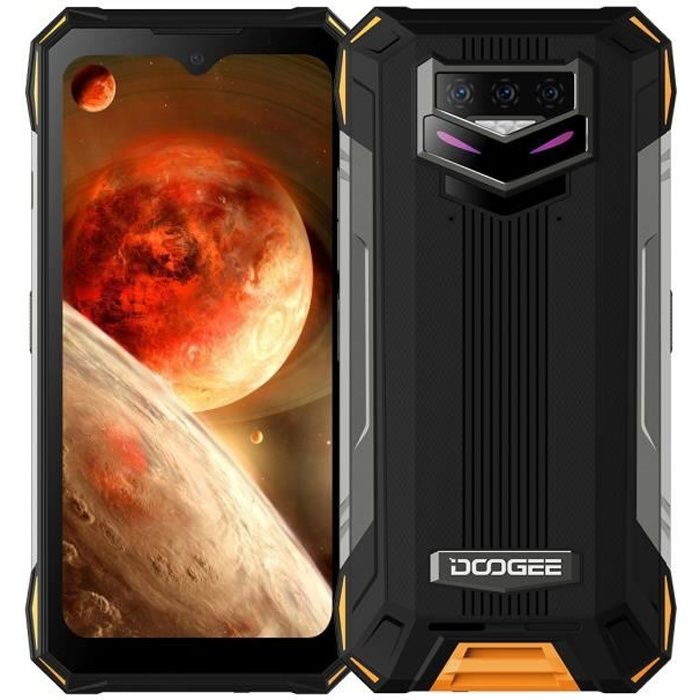 Telephone portable incassable DOOGEE S89 Grande batterie 12000mAh 4G smartphone 8Go + 128Go Android 12.0, 48MP Caméra - Orange