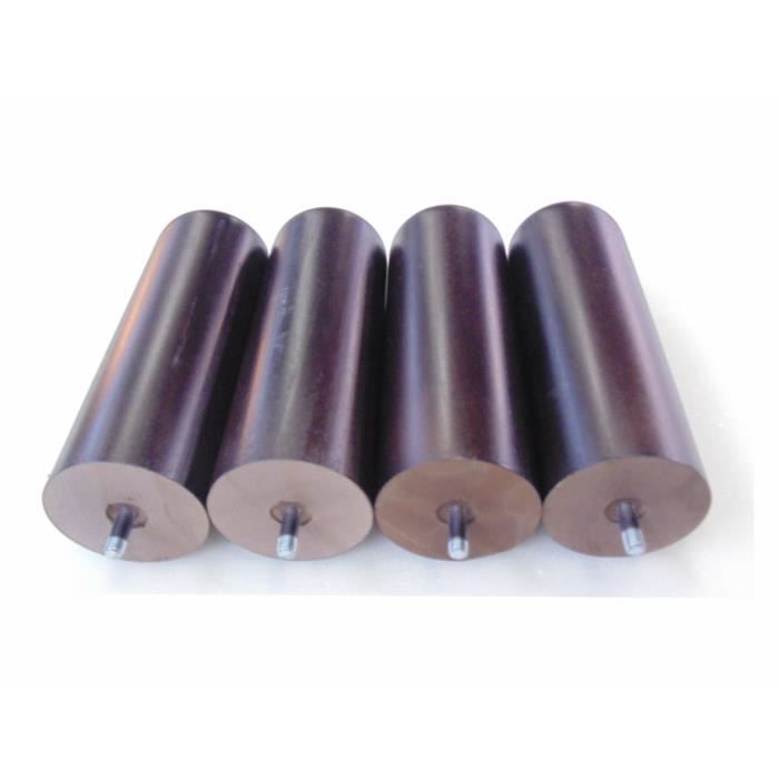 Jeu de 4 pieds bois wengé 20 cm. diam. 60