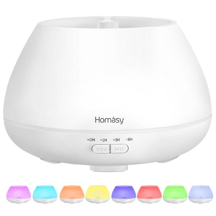 Diffuseur d'Huiles Essentielles 500ml, Homasy Humidificateur d'Aromathérapie,23dB Ultra Silencieux, sans BPA pour La Maison,Spa
