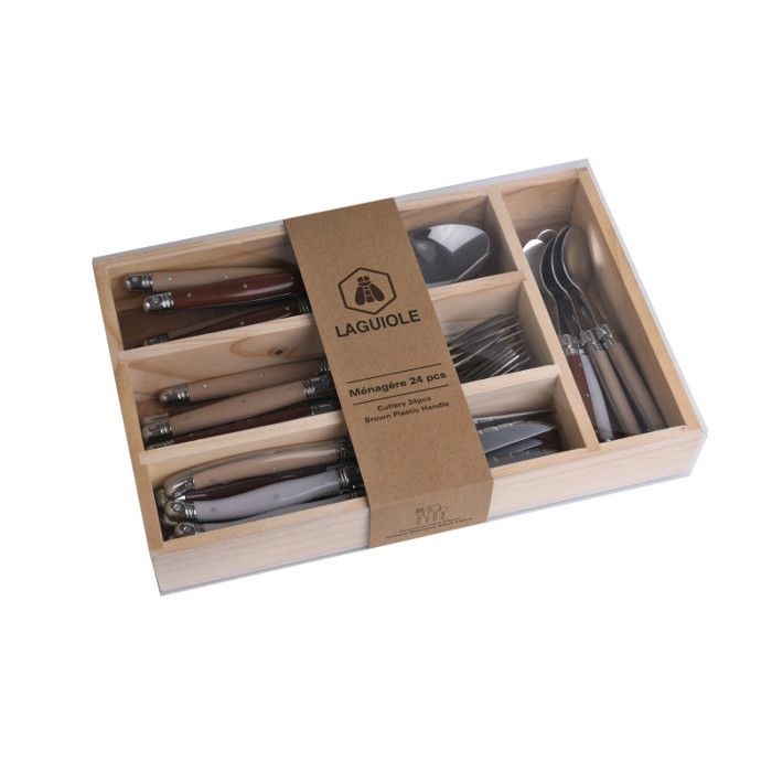 Ménagère 24 pièces Laguiole assortiment marron