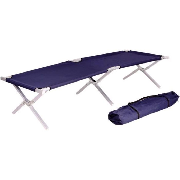 LEX lit incl. Sac de transport, de l'aluminium, bleu foncé, 190 x 62 x 42cm