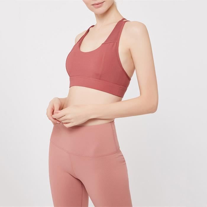 Brassiere De Sport femme - Brassiere De Sport 2 pièces taille haute respirant - rouge YH™