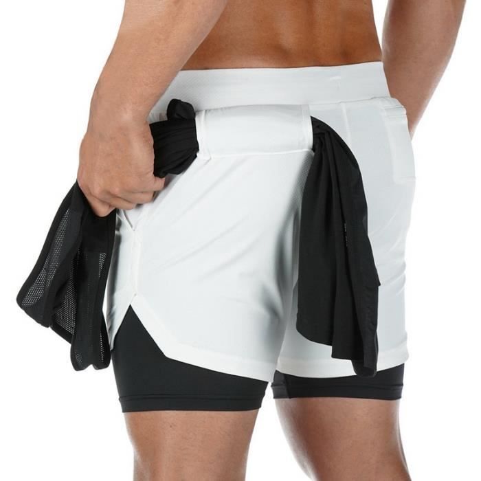 Pantalon de gym court,Short de sport doublé 2 en 1 pour homme,nouveauté, vêtement de jogging, de course, de fitness, de gym ou d’en