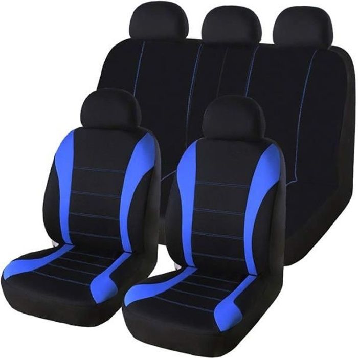 9Pcs/set Ensemble de Housse de Siège de Voiture pour Siège Avant Universel bleu