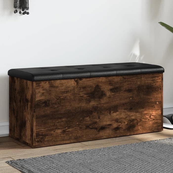 vidaXL Banc de Rangement Coffre de Rangement avec Coussin Organisateur de Vêtements Jouets Couloir Salon Moderne Chêne 835058