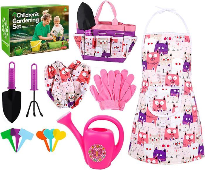 Kit Jardinage Enfant 18 Pièces ROBUD - Avec Outils, Tablier, Gants, Arrosoir - Jouet éducatif Extérieur 3 Ans Et + - 3