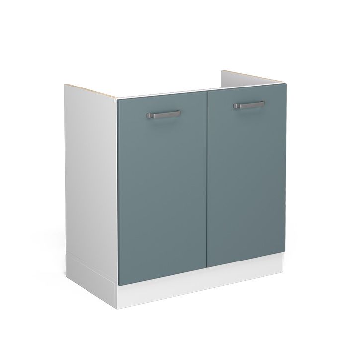 Meuble bas sous-évier R-Line 80cm sans PT Bleu-gris/Blanc Vicco 41197
