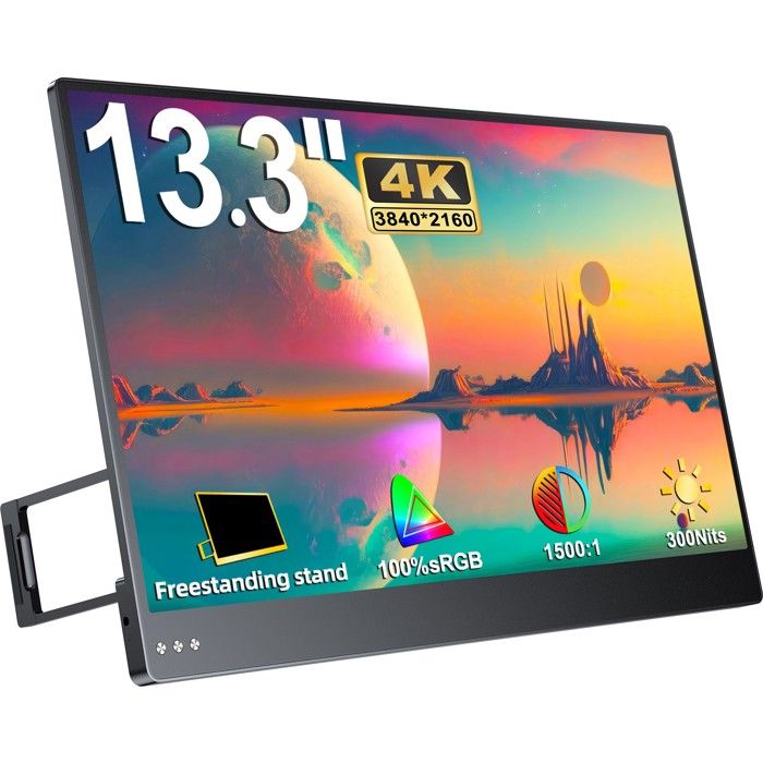 UPERFECT Écran portable 4K UHD de 133 pouces rapport de contraste 1500:1 100 % sRGB avec interface miniHDMI et Type C