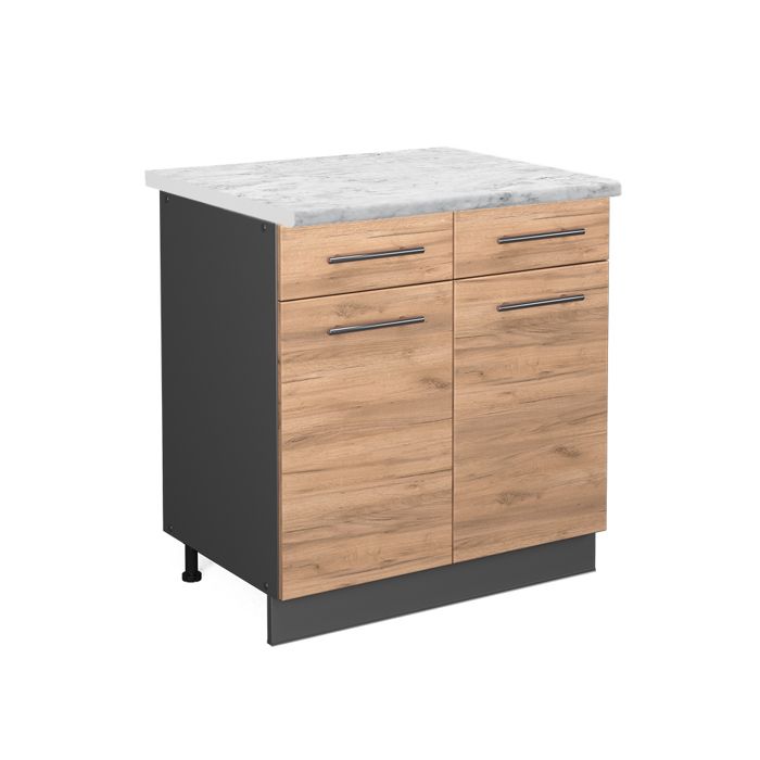 Meuble cuisine Fame-Line 80cm PT Marbre Chêne de force doré/Anthracite Vicco 46235