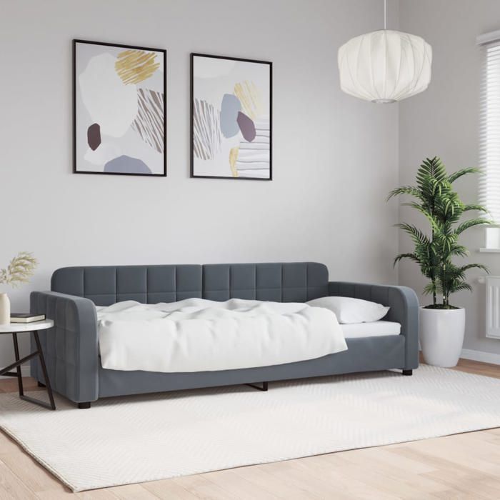 vidaXL Lit de Repos Canapé-lit avec Dossier et Accoudoirs Lit dInvité Meuble de Chambre Salon Moderne Gris Foncé 354052
