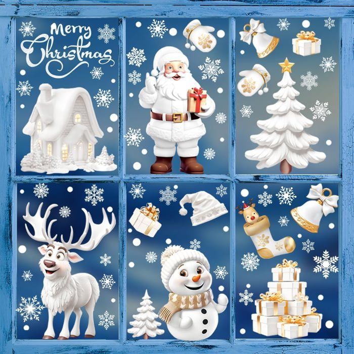 Noël Stickers Fenêtre Autocollants Noël 163Pcs Grand Arbre De