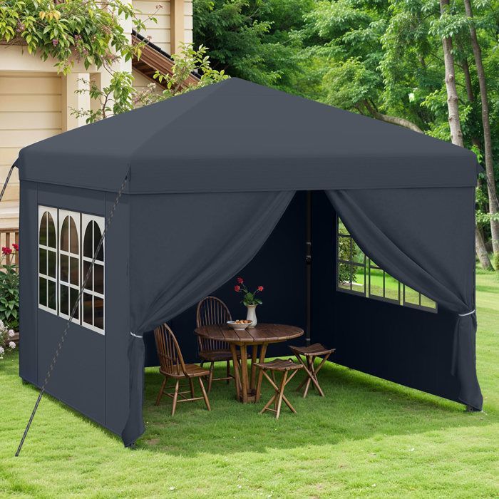 YITAHOME 3x3 Tonnelle de Jardin Pliante avec Parois - Résistant aux UV - Réglable Hauteur - Gris Profonde