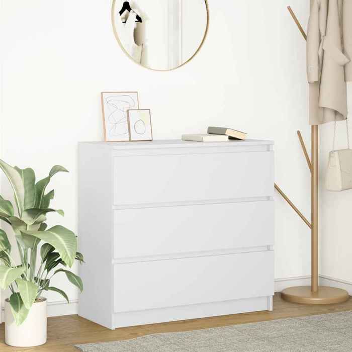 vidaXL Buffet blanc 80x35x76 cm bois d’ingénierie meuble de rangement meuble de rangement de cuisine meuble de rangement 861733