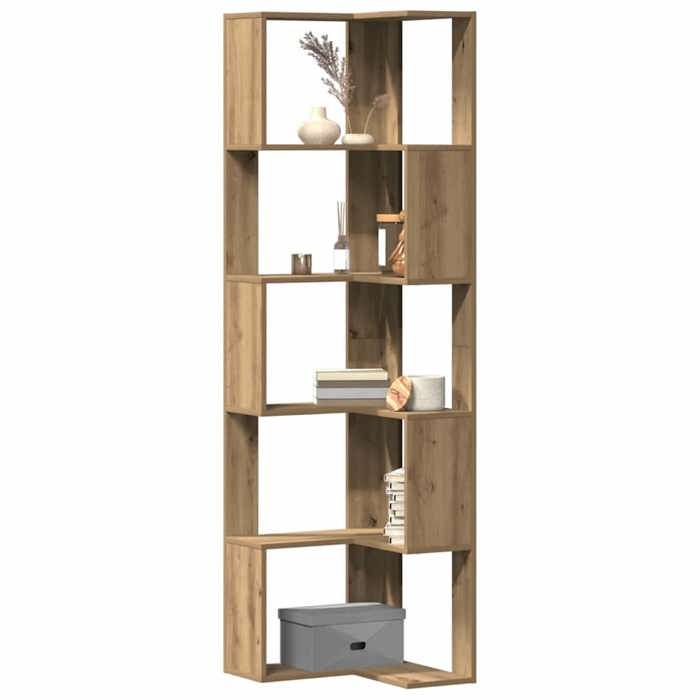 (ON SALE)Armoire de RangementMEUBLE ETAGERE - Bibliothèque dangle 5 niveaux - chêne artisanal - Bois ingénierie EU113951